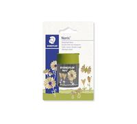 STAEDTLER 512 004BK Taille-crayon double, deux trous pointus pour différents formats de stylo, carte blister avec 1 double taille-crayon Noris rond, motif floral