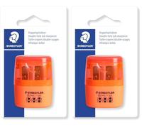 Staedtler 512 - Blister 1 Taille-Crayon 2 Usages Avec Réservoir Orange Fluo (Lot de 2)