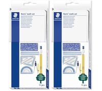 STAEDTLER® 557 11 - Kit de géométrie de 11 pièces avec tous les produits essentiels - Étui en métal robuste - 557 11 (Lot de 2)