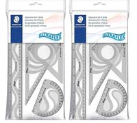 Staedtler 569 - Polybag 1 Set De Géométrie Flexible Et Incassable (Règle 30 Cm, Rapporteur 10 Cm, Équerres 60/30 & 45/45) Couleurs Assorties (Lot de 2)