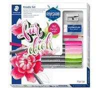 STAEDTLER® 61 371-1D Kit de lettrage au pinceau, 9 pièces, 100 % PEFC