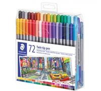 STAEDTLER - 72 marqueurs à double pointe en fibre, édition voyage, couleurs assorties.