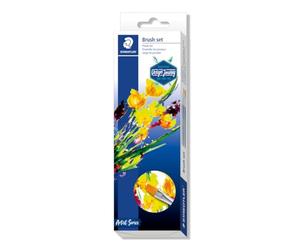 Staedtler 989 Design Journey - Blister 3 Pinceaux Synthétiques Assortis (Rond #2 et #8, Plat #8)