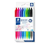 Staedtler Stylo bille 4230 M rétractable 1,0 mm écriture moyenne multicolore - lot de 8