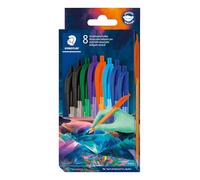 STAEDTLER ball 4230C8E2-1 4230 M Stylo à bille triangulaire, largeur de trait M env. 1,00 mm, pour écriture détendue, étui en carton avec 8 stylos à bille, couleurs assorties, édition multiverse