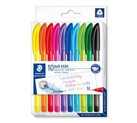 Staedtler Stylo bille 4230M à capuchon pointe 1 mm écriture moyenne – Pochette de 8