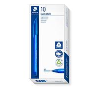 Staedtler - Stylo-bille Ball 4320F Triangulaire Pointe moyenne 1 mm Bleu - Lot de 10