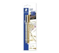 Staedtler - Blister avec 2 stylos métalliques pointe fine Argenté et Doré