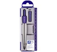 Compas staedtler 550 50 branche pointe sèche interchangeable réglette graduée mines 2mm étui rigide