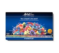 STAEDTLER Crayons aquarellables - 120 crayons d’artiste de haute qualité dans une boîte métallique - Forme hexagonale, mine de 3,6 mm, couleurs vives et résistantes à la lumière