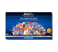 STAEDTLER Crayons aquarellables - 60 crayons d’artiste de haute qualité dans une boîte métallique - Forme hexagonale, mine de 3,6 mm, couleurs vives et résistantes à la lumière