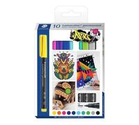 Marqueur staedtler permanent dry safe lumocolor 317 pointe moyenne 1mm coloris assrotis etui de 10 feutres