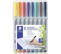 Staedtler Marqueur non permanent 316F Lumocolor – pointe fine 0,6 mm – étui de 8 assortis
