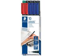 Staedtler Feutre pour transparent Lumocolor® permanent pen 318 318 B10 bleu, vert, rouge, noir