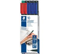 Staedtler Feutre pour transparent Lumocolor® permanent pen 318 318 B10 bleu, vert, rouge, noir