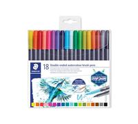 Staedtler Feutres aquarellables double-pointe 3001TB18, pinceau 1-6 mm, fine 0.5-0.8 mm, 18 couleurs