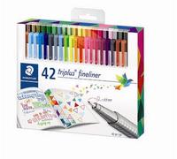 Staedtler Triplus Fineliner, Feutres à pointe extra-fine pour écriture et contours, Boîte en carton avec 42 couleurs lumineuses assorties, 334 C42