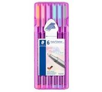 Staedtler Fineliner Triplus 334 – pointe 0,3 mm, encre lavable à base d'eau – boîte de 6 tons pastel