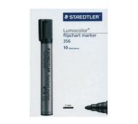 Staedtler Marqueur Lumocolor 356-9 Flipchart - Pointe ogive - Encre pigmentée - Noir, lot de 10