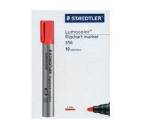 Staedtler - Flipchart Marker - Marqueur Permanent - Pointe Ogive - Encre Pigmentée À Base D'eau Rouge - Lot De 10