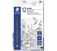 Staedtler Jumbo, Crayon graphite géant de forme triangulaire ergonomique, idéal pour les premiers exercices d'écriture et de dessin, Lot de 12 crayons, 1285-2