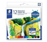 Staedtler Karat Aquarell 223, Craies Aquarellables De Haute Qualité, Pour Dessin Et Peinture, Étui Carton Avec 12 Couleurs Assorties, 223 C12