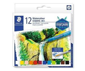 Staedtler Karat Aquarell 223, Craies Aquarellables De Haute Qualité, Pour Dessin Et Peinture, Étui Carton Avec 12 Couleurs Assorties, 223 C12