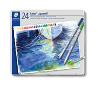Staedtler Crayons de couleur aquarellables Karat Aquarell Qualité professionnelle Boîte métal 24
