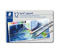 Staedtler Crayons aquarellables Karat Aquarell 125 M12 – Qualité professionnelle, boîte métal 12
