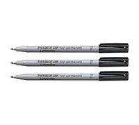 STAEDTLER Lot de 3 Marqueurs Lumocolor Non-permanent 316 Fin 0,6 mm Noir