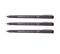 Staedtler Lot de 3 stylos à pointe fine Pigment Liner Croquis Dessin Brouillon 0,3 mm