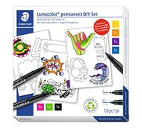 Staedtler Lumocolor 31 SET2 Lot de 7 marqueurs permanents Lumocolor et 3 feuilles d'autocollants à peindre.