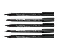 STAEDTLER Lumocolor 313 - Marqueur permanent indélébile universel S noir, stylo feutre - Pointe fine 0,4 mm, résistant à l'eau, toutes surfaces, séchage rapide - 313-9X