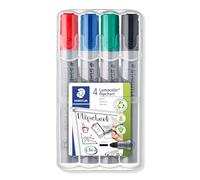 Staedtler Marqueurs Lumocolor Flipchart 356 WP4 – Pointe 2 mm, étui chevalet 4 couleurs