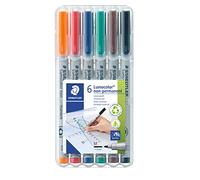 Staedtler Marqueur non permanent Lumocolor 315M – Pointe 1,0 mm – Effaçable à sec – Étui de 6