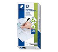 STAEDTLER Lumocolor 315 Feutres non permanents - noir, lot de 10, 1,0 mm | Encre universelle hydrosoluble, pointe moyenne - s’efface du film & tableau blanc, pour OHP - Art.-Nr. 315-9