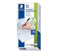 Staedtler Feutres noirs Lumocolor 316 – non-permanents, pointe fine, sans xylène/toluène – boîte 10