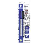 STAEDTLER Lumocolor 316 Non permanents - noir & bleu, lot de 2, 0,6 mm | Encre universelle hydrosoluble, pointe fine - effaçable à l’humide sur film & tableau blanc - Art.-Nr. 316 ASBK2D