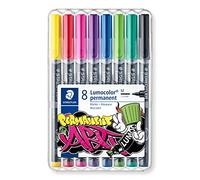 Staedtler Lumocolor 317 ART Set permanent - 8 couleurs, 1,0 mm | Encre universelle indélébile anti-frottement pour le créatif, technologie DRY SAFE - Art.-Nr. 317 WP8-1