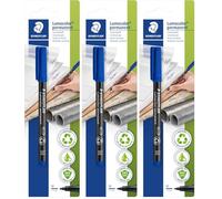 Staedtler Lumocolor 317 - Blister 1 Feutre Permanent Pointe Moyenne 1 Mm Bleu (Lot de 3)