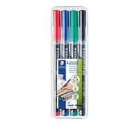STAEDTLER Lumocolor 317 Feutres permanents - 4 couleurs, 1,0 mm | Encre indélébile résistante aux frottements, toutes surfaces, technologie DRY SAFE - Art.-Nr. 317 WP4