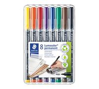 STAEDTLER Lumocolor 317 Feutres permanents - 8 couleurs, 1,0 mm | Encre indélébile pour presque toutes surfaces, résistante aux frottements, DRY SAFE - Art.-Nr. 317 WP8