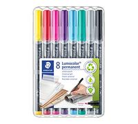 STAEDTLER Lumocolor 318 Feutres permanents - 8 couleurs, 0,6 mm | Encre indélébile à pointe fine, séchage rapide - universelle sur presque toutes surfaces - Art.-Nr. 318 WP8-2