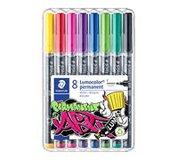 Staedtler Lumocolor 318 Wp8-1 Lot de 8 Marqueurs Permanents à Pointe Fine | Feutre permanent pour transparents 0,6 mm, feutre universel résistant à l'eau - pour toutes les surfaces - Réf. 318 WP8-1