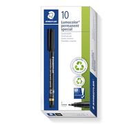 Staedtler Marqueur Lumocolor Special 319-9, pointe fine, résistant aux UV et à l'eau, noir, x10