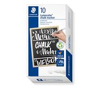 STAEDTLER - Lumocolor 344 - Marqueur Craie Liquide - Pointe 2.4 mm - Blanc - Lot de 10 - 344-0
