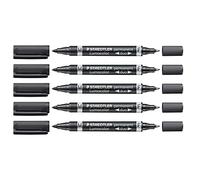 STAEDTLER Lumocolor 348 Permanent Duo - noir, à l’unité, 0,6 & 1,5 mm | Encre indélébile à deux pointes rondes par feutre - marquage anti-bavure - Art.-Nr. 348-9X