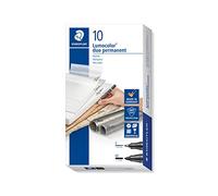 STAEDTLER Lumocolor 348 Permanent Duo - noir, lot de 10, 0,6 & 1,5 mm | Encre indélébile à deux pointes pour presque toutes surfaces - deux pointes rondes par feutre - Art.-Nr. 348-9