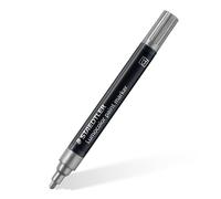 STAEDTLER Lumocolor 349 Marqueurs métallisés - argent, lot de 10, 2,4 mm | Encre acrylique métallisée permanente, pointe ronde - verre, métal, bois & pierre - Art.-Nr. 349-81