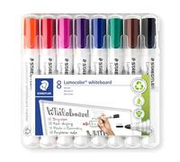 STAEDTLER Lumocolor 351 Feutres tableau blanc - 8 couleurs, 2,0 mm | Encre effaçable à sec, pointe ronde - effaçable sur verre & porcelaine, DRY SAFE - Art.-Nr. 351 WP8